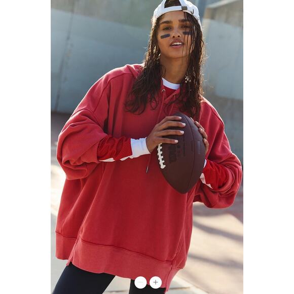 FP Movement Sprint to the Finish Hoodie Large Winterberry | Cozy Boho Oversized - Picture 2 of 13